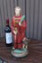 Antique rare ceramic chalk statue of saint Monon with cow