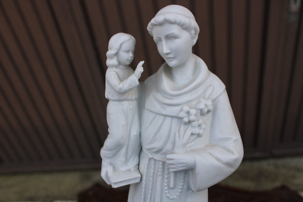 Antique french bisque porcelain saint anthony statue religious