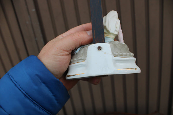 Rare antique vieux andenne bisque porcelain holy water font crucifix magdalena