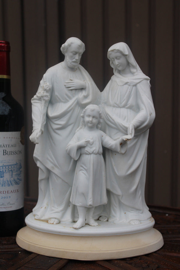 Antique Bisque porcelain holy family statue religious