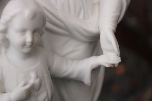 Antique Bisque porcelain holy family statue religious