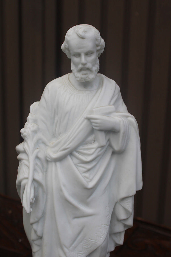 Antique German bisque porcelain saint joseph figurine statue
