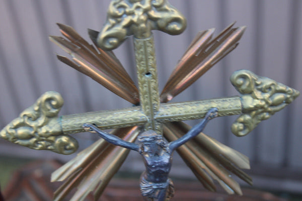 Antique metal Angels crucifix Religious