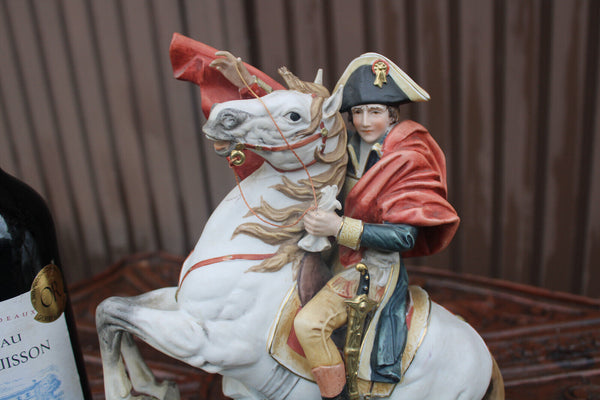 Vintage capodimonte italian porcelain bisque napoleon horse statue figurine