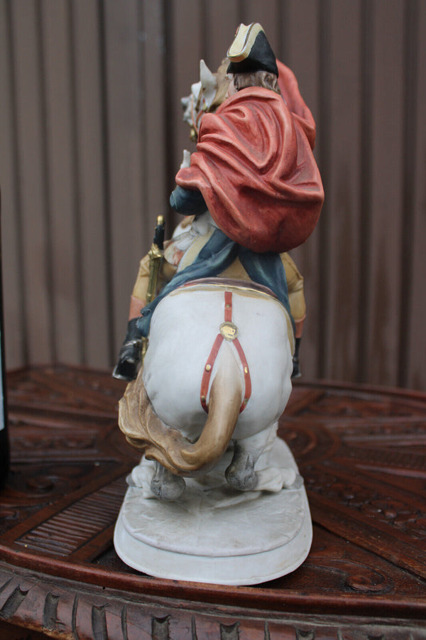 Vintage capodimonte italian porcelain bisque napoleon horse statue figurine