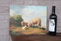 Antique flemish school oil canvas painting maroufle panel Sheep chicken scene