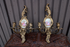 PAIR bronze Limoges porcelain Medaillon wall lights sconces victorian scene