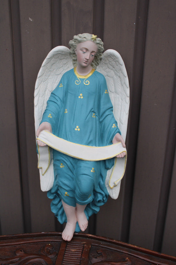 Antique ceramic religious wall angel figurine statue rare