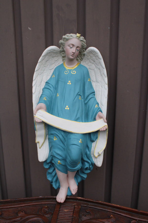 Antique ceramic religious wall angel figurine statue rare