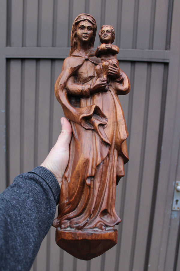 German wood carved 1950 Wall madonna console statue figurine religious