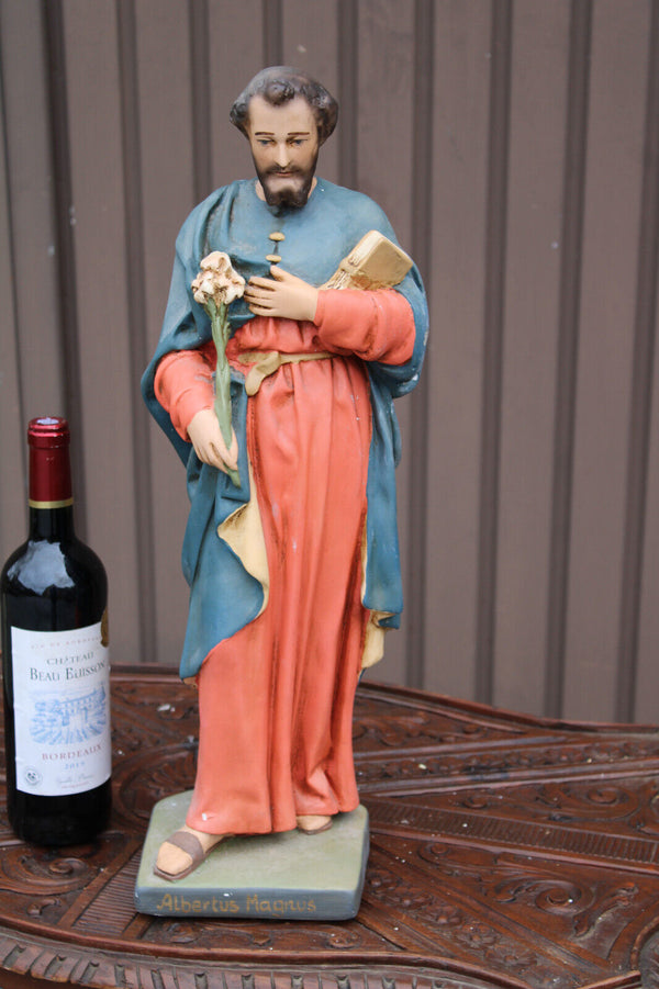 Large  Antique saint albertus magnus Figurine ceramic religious statue rare