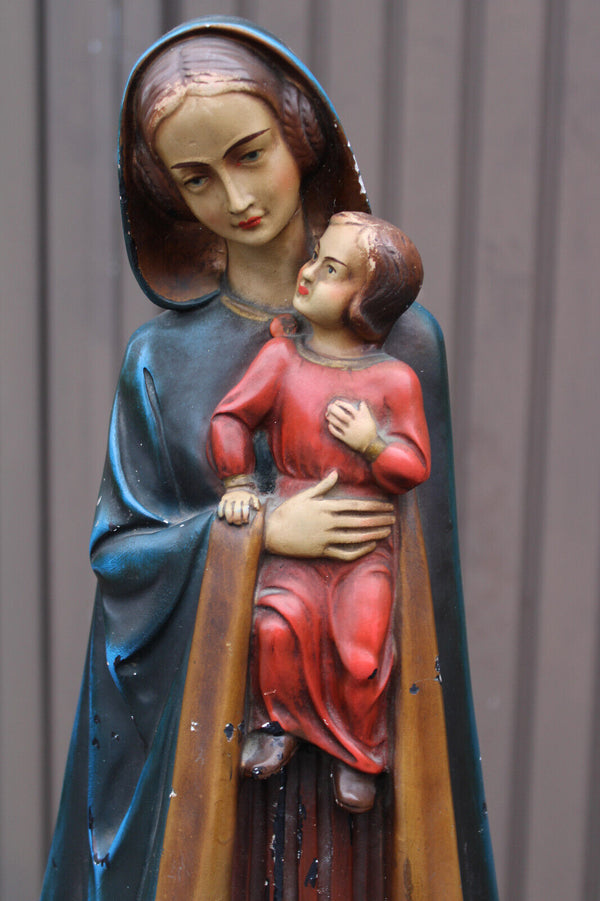 Large  Antique ceramic statue madonna our lady of the road flanders