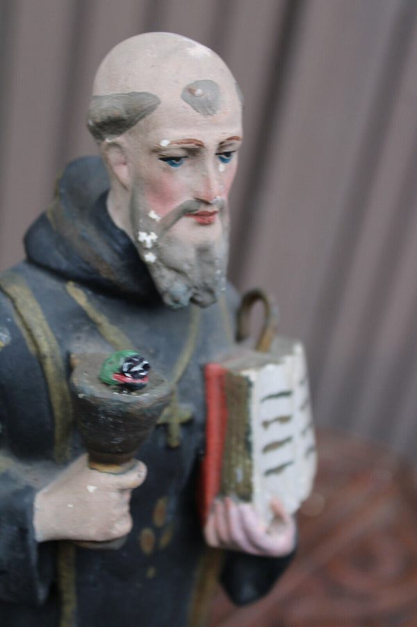 Antique saint benedict Cup snake Statue figurine ceramic religious