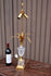 hollywood regency Maison charles brass crystal glass leaf table lamp 1970