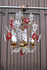 Mid century Italian banci Daisy flowers glass red clear Chandelier lamp 1970