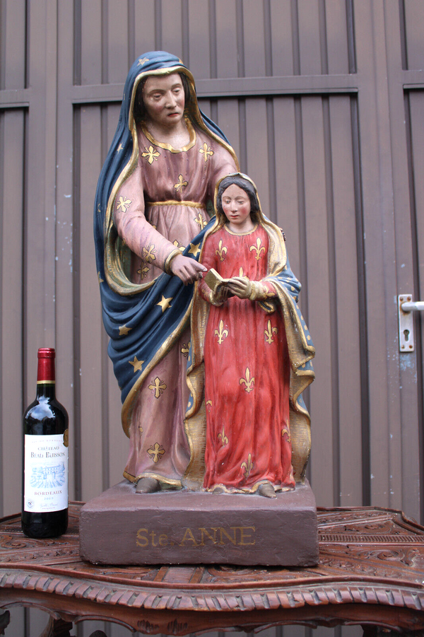 Antique church Ceramic XL saint anne Statue mary religious