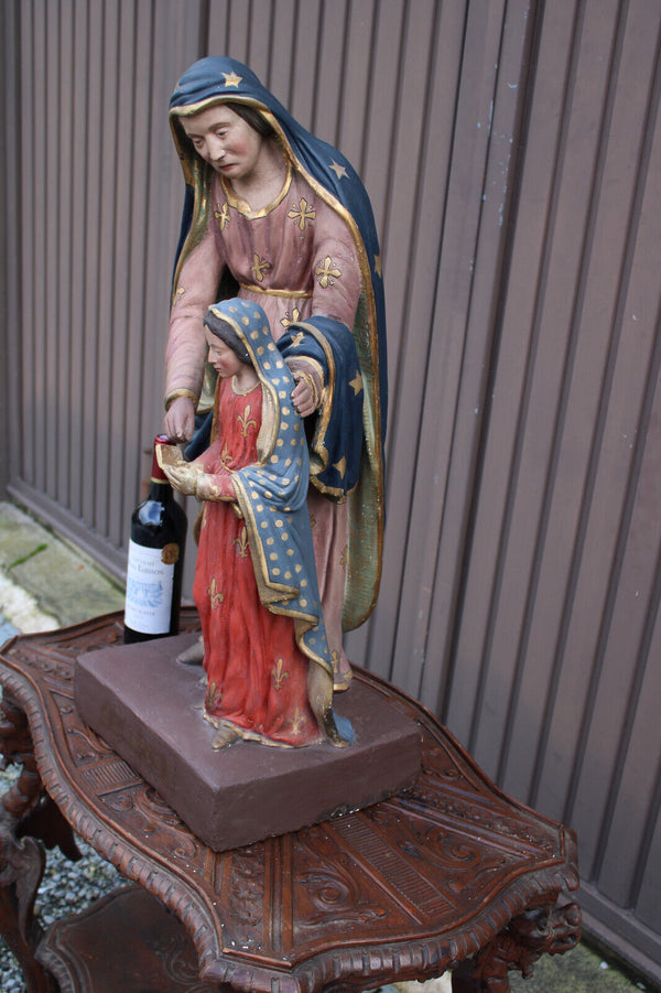 Antique church Ceramic XL saint anne Statue mary religious