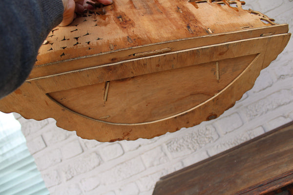 Vintage 1950 wood cut nativity stable statue christmas angels