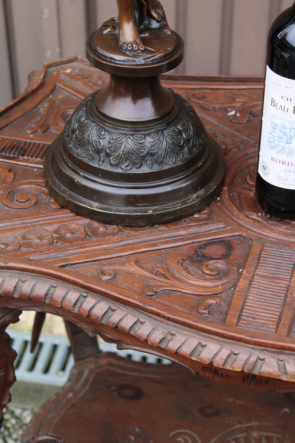 PAIR 1950 Bronze putti cherub candlesticks candle holder statue