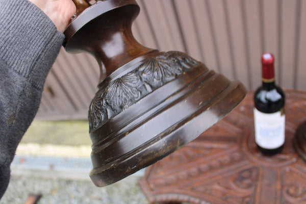 PAIR 1950 Bronze putti cherub candlesticks candle holder statue