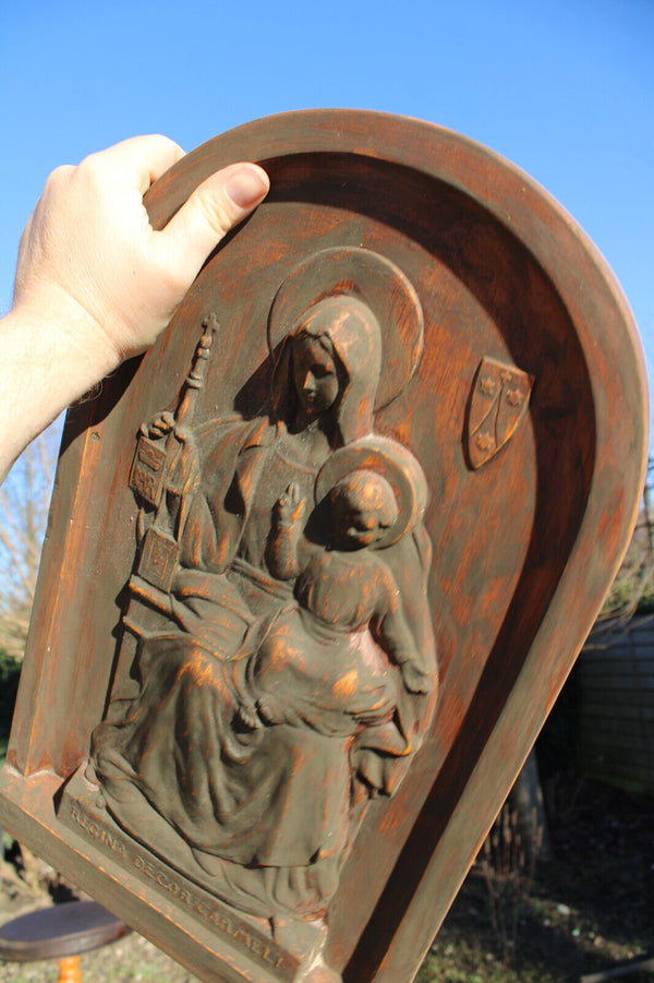 Religious ceramic Madonna relief wall plaque