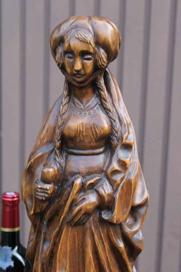 LARGE vintage 1950s wood carved statue mary magdalene