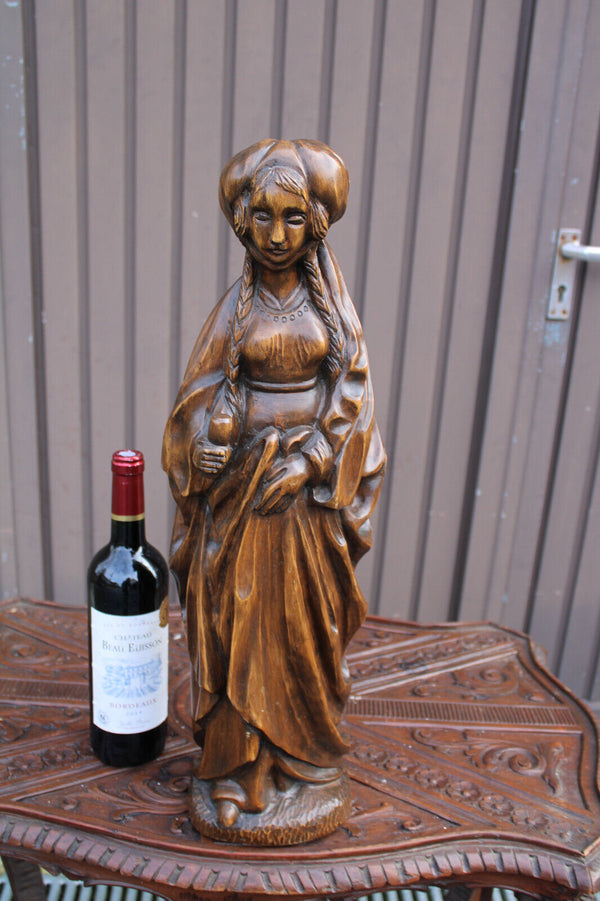 LARGE vintage 1950s wood carved statue mary magdalene