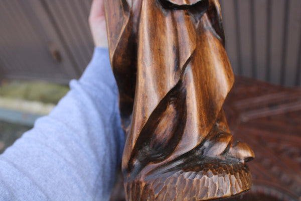 LARGE vintage 1950s wood carved statue mary magdalene