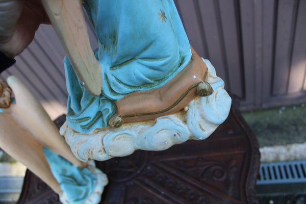 PAIR antique religious ceramic angel praying statue religious church rare set