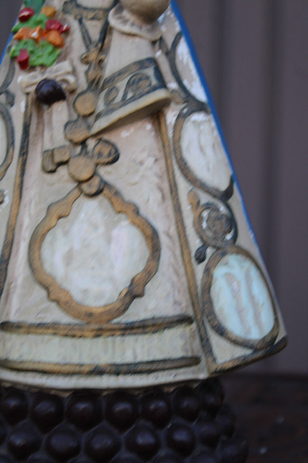 Vintage ceramic chalk statue notre dame de halle black madonna figurine