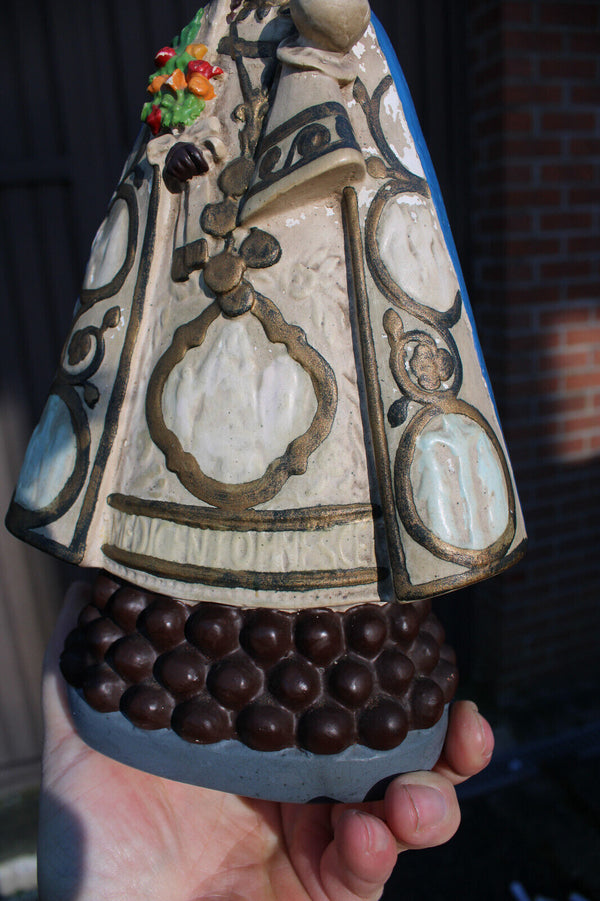 Vintage ceramic chalk statue notre dame de halle black madonna figurine