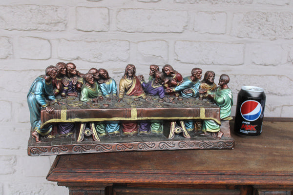 Antique ceramic chalk last supper jesus statue religious