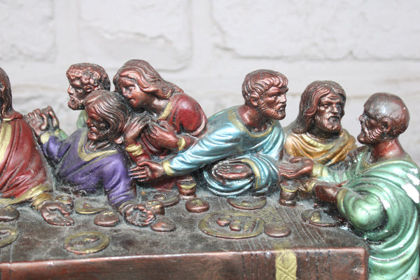 Antique ceramic chalk last supper jesus statue religious