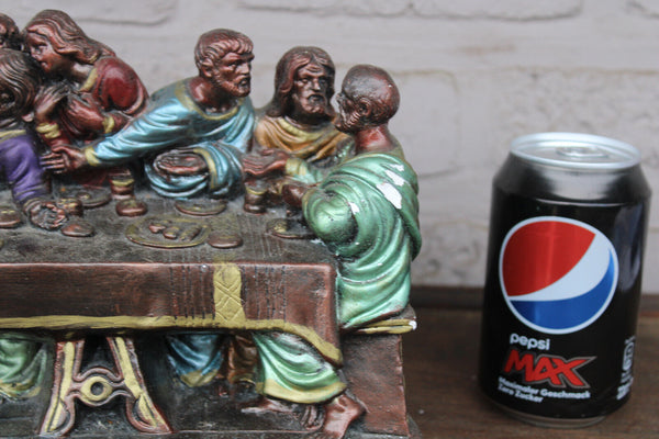 Antique ceramic chalk last supper jesus statue religious