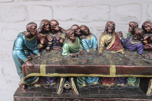 Antique ceramic chalk last supper jesus statue religious