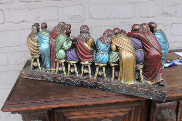 Antique ceramic chalk last supper jesus statue religious