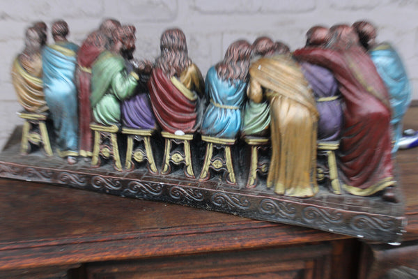 Antique ceramic chalk last supper jesus statue religious