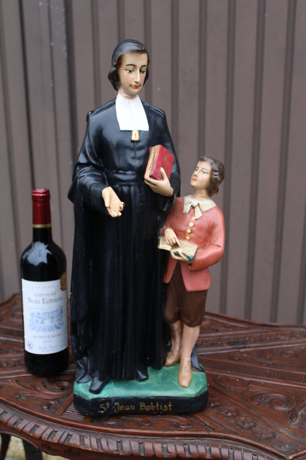 Antique large ceramic state saint john baptist de la salle priest rare religious