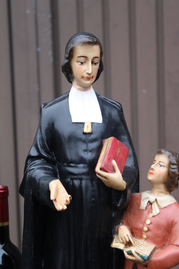 Antique large ceramic state saint john baptist de la salle priest rare religious