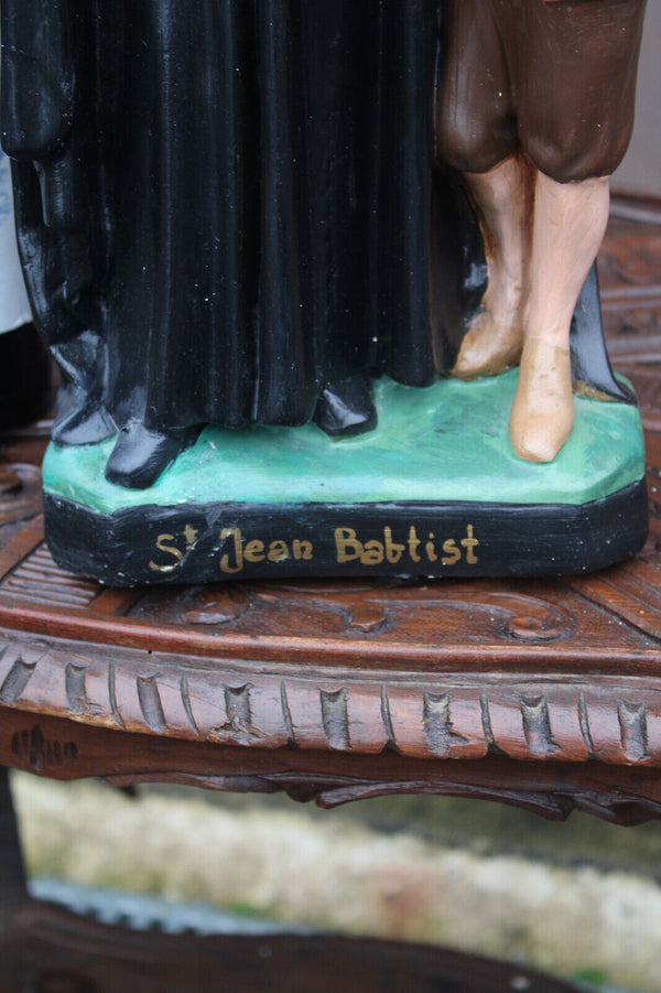 Antique large ceramic state saint john baptist de la salle priest rare religious