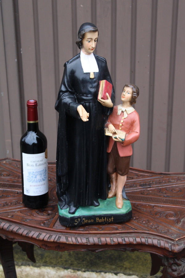 Antique large ceramic state saint john baptist de la salle priest rare religious