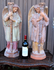 PAIR XL 26,7" ceramic Archangel angel statue church religious candle holders