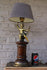 Vintage French Brass Wood putti cherub table lamp