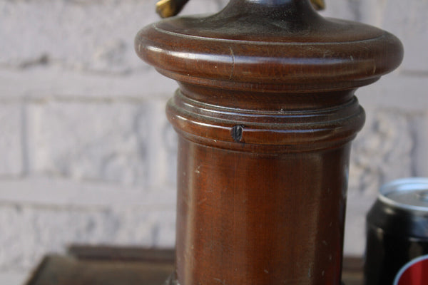 Vintage French Brass Wood putti cherub table lamp