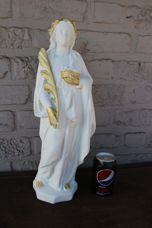 Antique French ceramic statue of SAINT IRENE rare religious