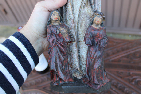 Rare antique ceramic  chalk saint aldegondis religious statue figurine