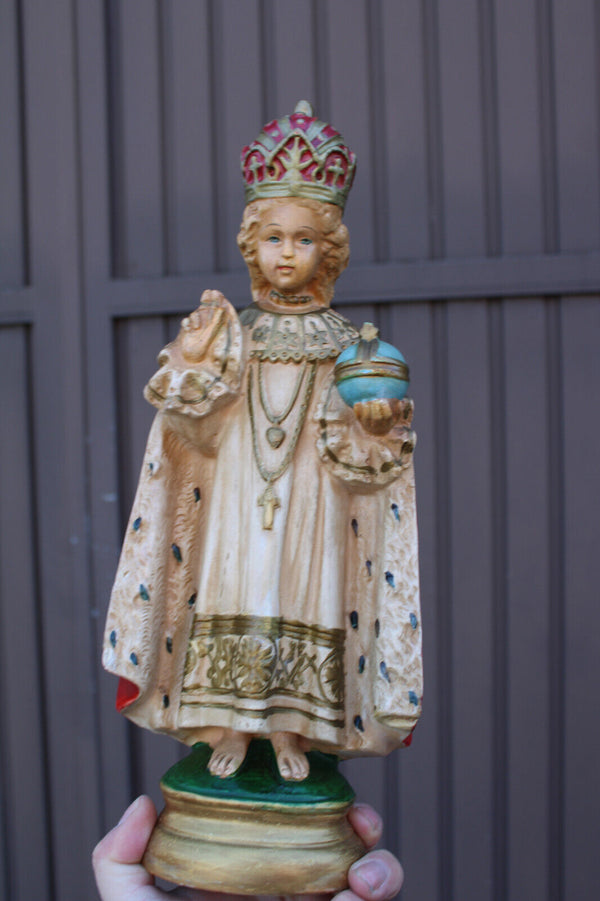 Vintage 1950 ceramic chalk statue religious jesus of prague