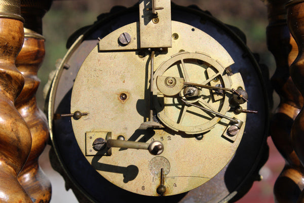 Antique Napoleon III wood inlay clock