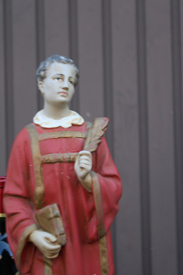 Antique ceramic chalk statue of saint monon Figurine religious rare