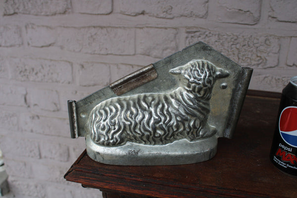 Antique Tin Lamb god communion Chocolate mold form bakery dutch 1921